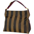 Fendi Shoulder Bag Pecan Pattern Canvas Brown Black