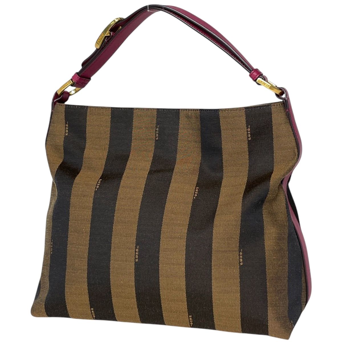 Fendi Shoulder Bag Pecan Pattern Canvas Brown Black
