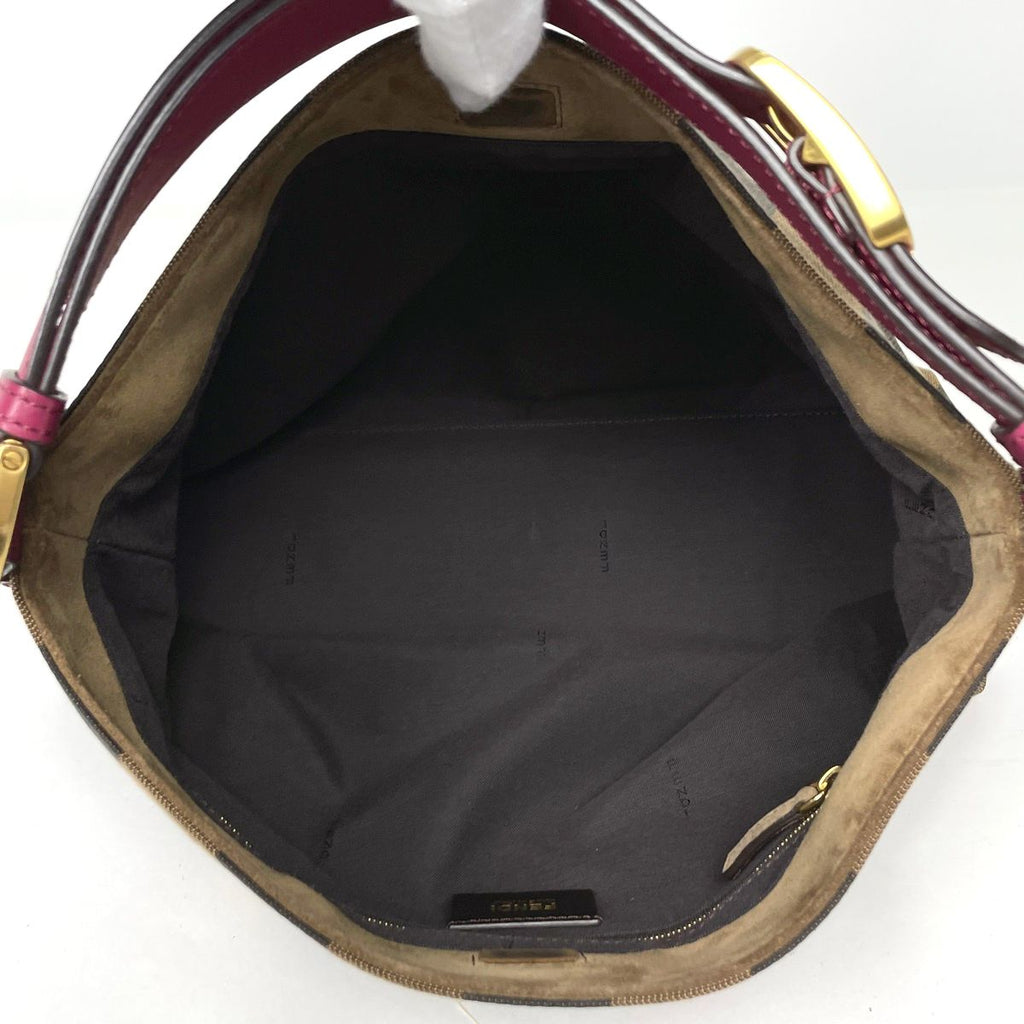 Fendi Shoulder Bag Pecan Pattern Canvas Brown Black — view 7
