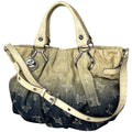 Celine Handbag Paris Macadam Pattern 2-Way Denim Blue Beige