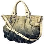 Celine Handbag Paris Macadam Pattern 2-Way Denim Blue Beige