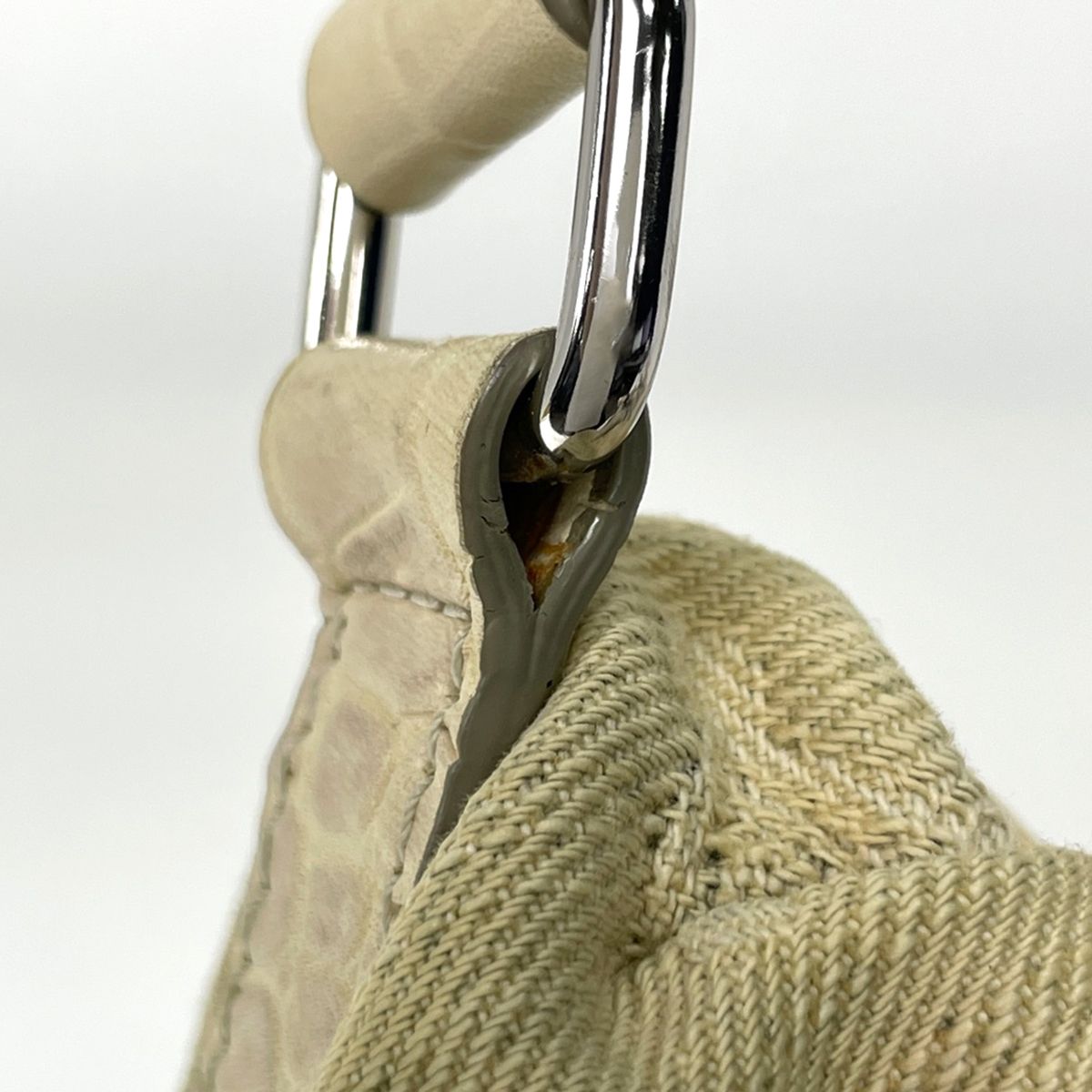 Celine Handbag Paris Macadam Pattern 2-Way Denim Blue Beige — view 4