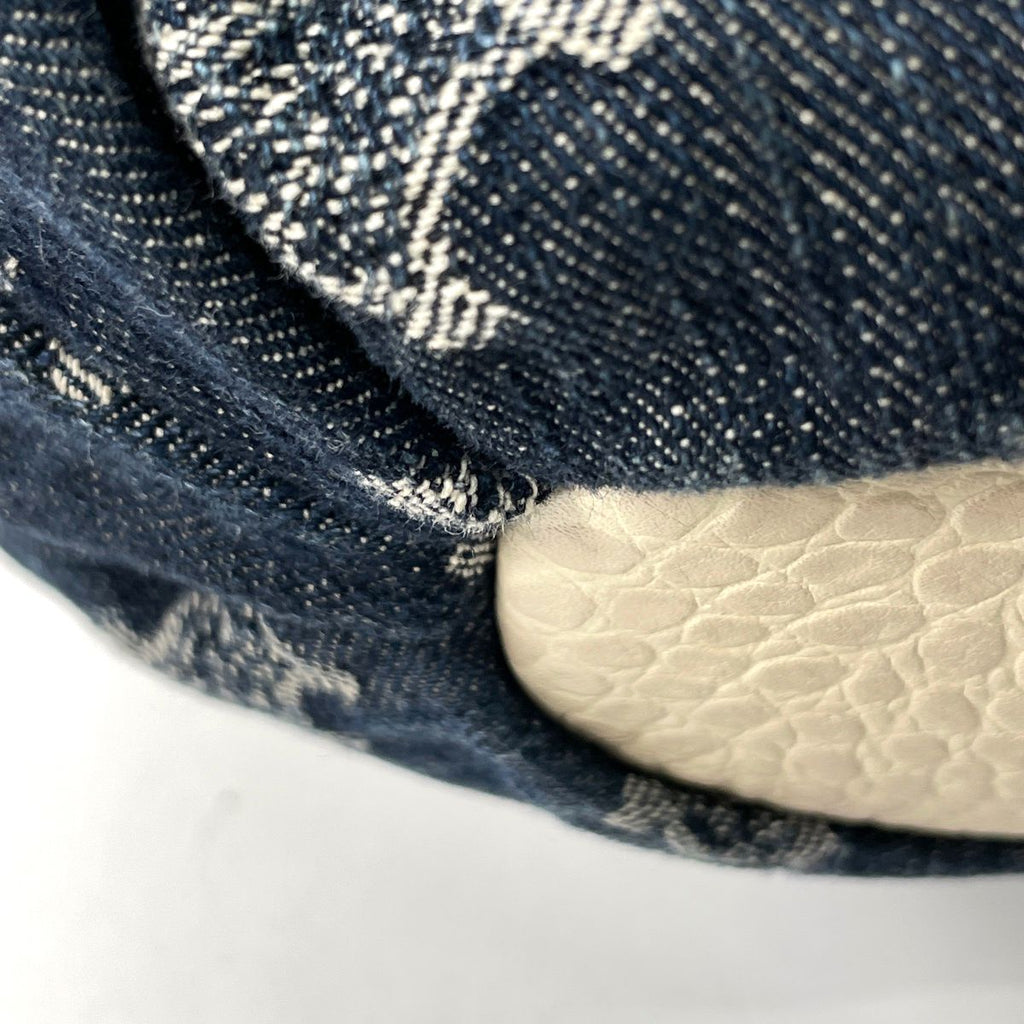 Celine Handbag Paris Macadam Pattern 2-Way Denim Blue Beige — view 3