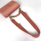 Chanel Handbag Quilted CC Logo 2-Way Caviar Leather Salmon Pink — view 8