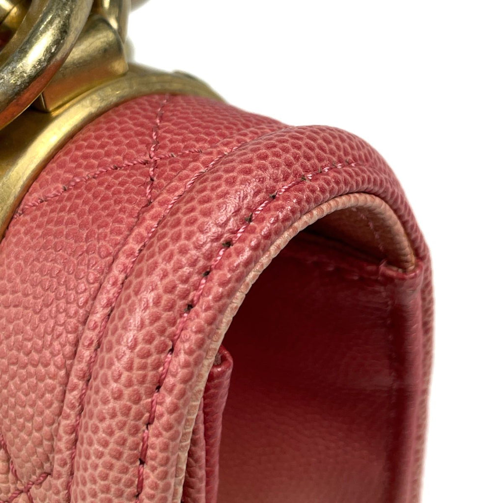 Chanel Handbag Quilted CC Logo 2-Way Caviar Leather Salmon Pink — view 4