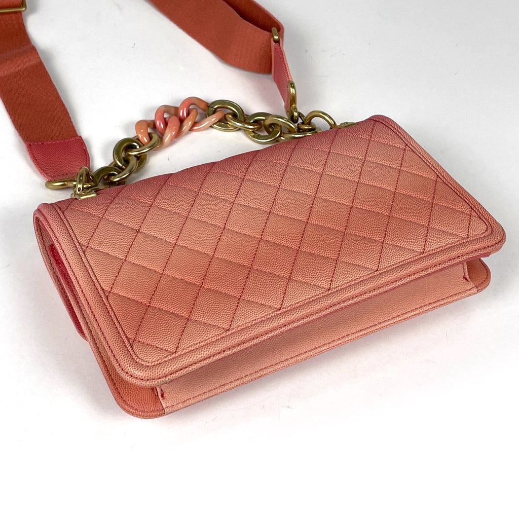 Chanel Handbag Quilted CC Logo 2-Way Caviar Leather Salmon Pink — view 2