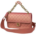 Chanel Handbag Quilted CC Logo 2-Way Caviar Leather Salmon Pink