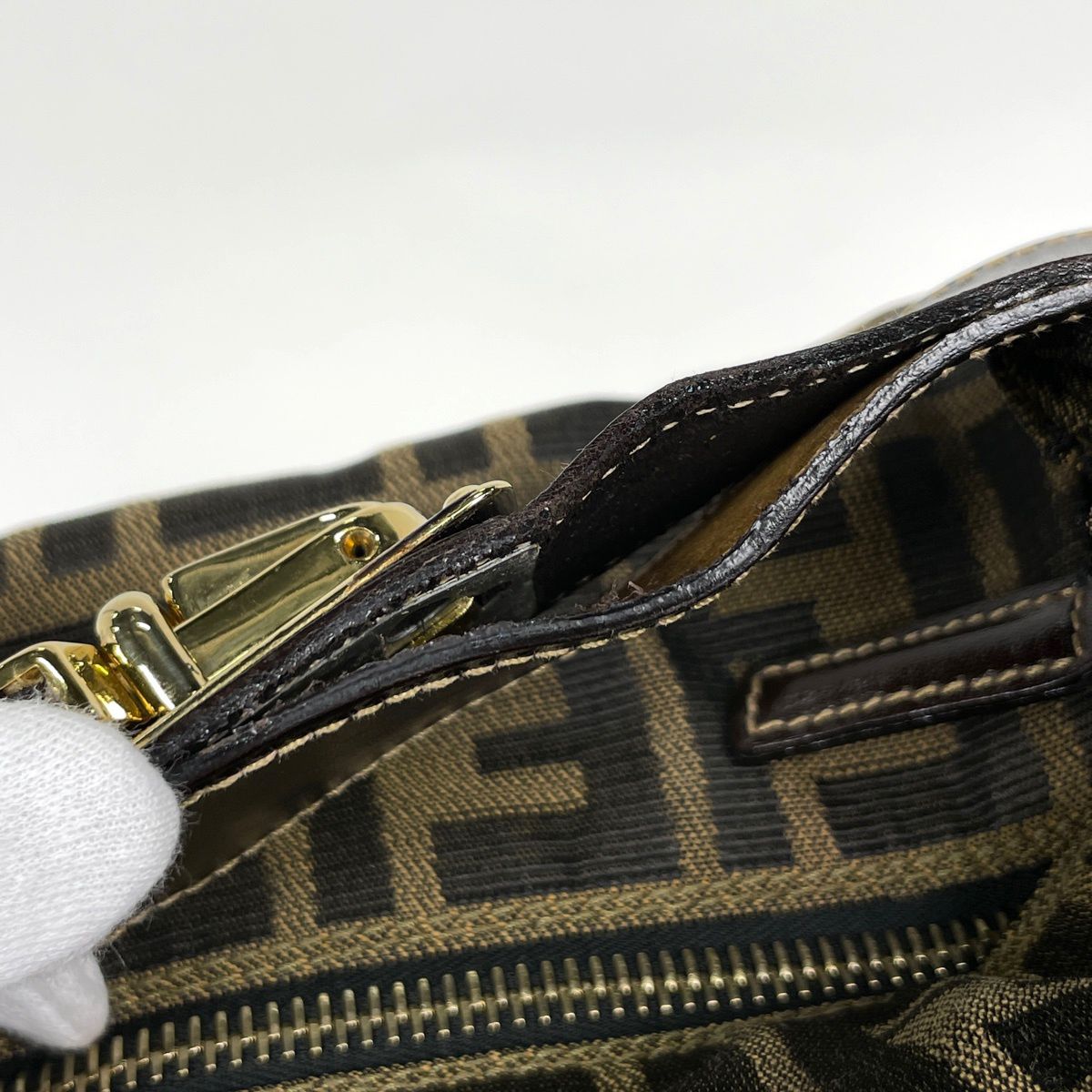 Fendi Handbag Zucca Pattern Vanity Bag Canvas Brown — view 6
