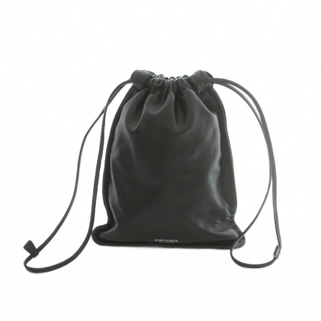 Prada Smartphone Pouch Drawstring Nappa Leather Black