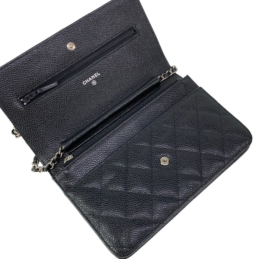 Chanel Wallet Quilted Black Silver Chain Shoulder Bag — view 3