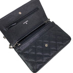 Chanel Wallet Quilted Black Silver Chain Shoulder Bag — view 3