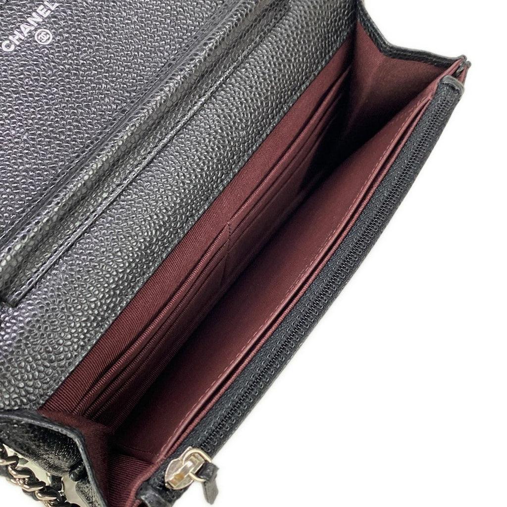 Chanel Wallet Quilted Black Silver Chain Shoulder Bag — view 4