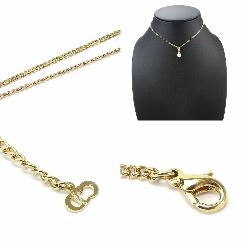 Dior Necklace Metal Gold Faux Pearl Plated — view 4