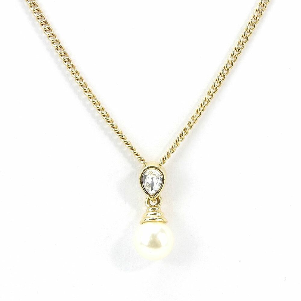 Dior Necklace Metal Gold Faux Pearl Plated