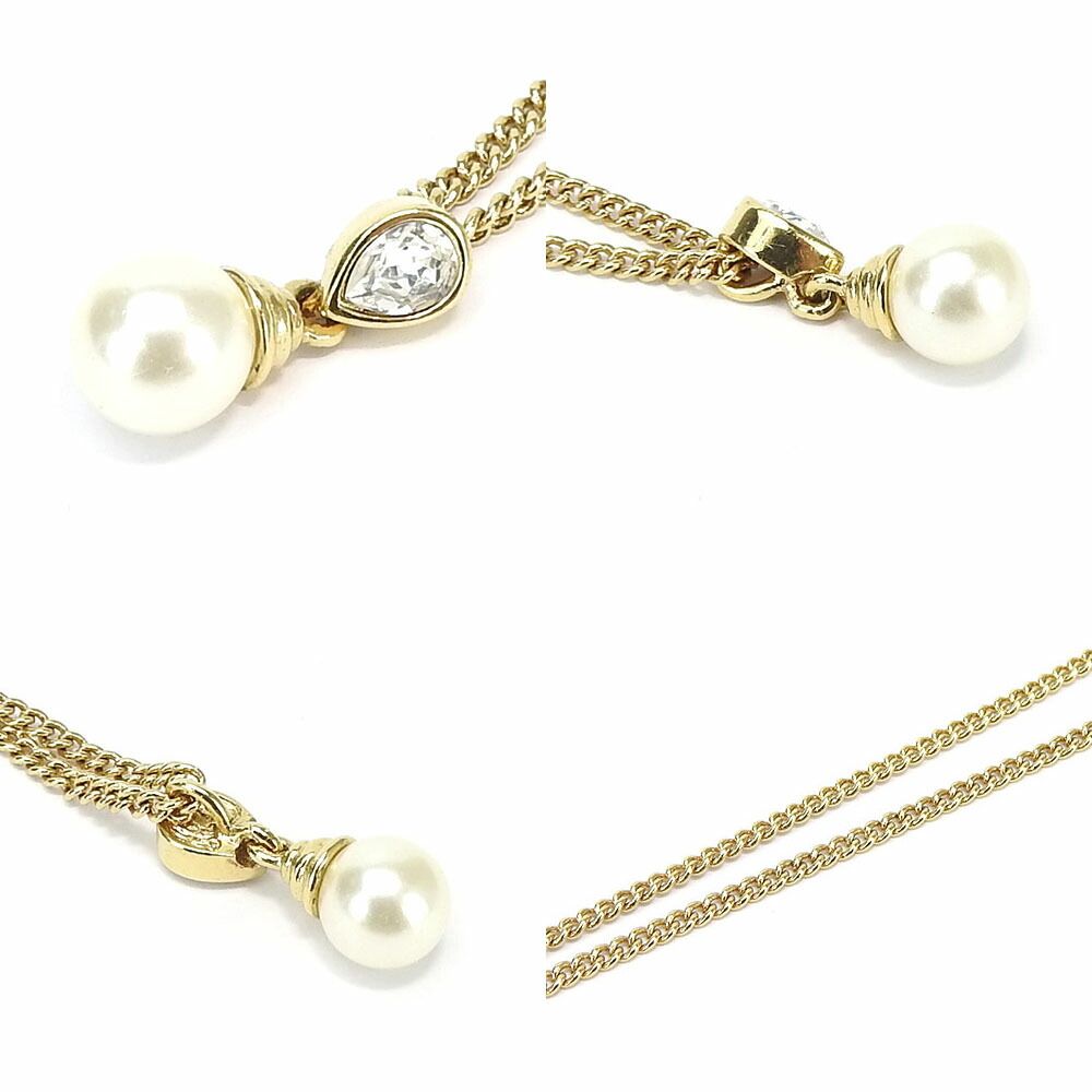 Dior Necklace Metal Gold Faux Pearl Plated — view 3