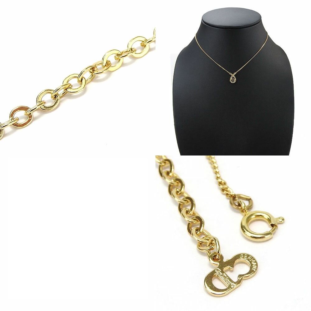 Dior Necklace Metal Gold CD Logo Plated Rhinestone — view 4