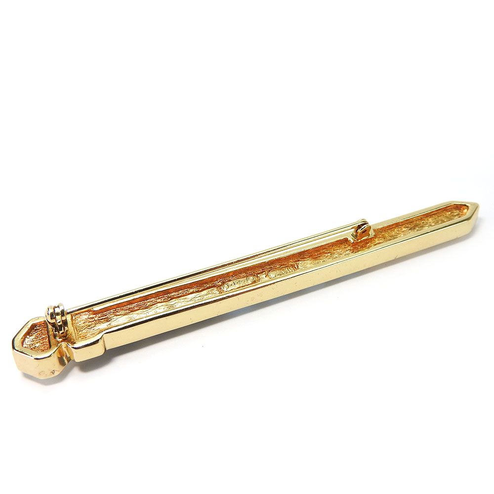 Dior Brooch Metal Gold Blue Clear Plated Rhinestone Ribbon — view 2
