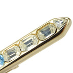 Dior Brooch Metal Gold Blue Clear Plated Rhinestone Ribbon — view 6