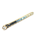 Dior Brooch Metal Gold Blue Clear Plated Rhinestone Ribbon