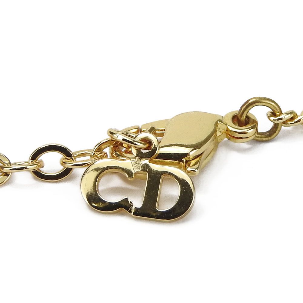 Dior Necklace Metal Gold Black Logo Rhinestone — view 7