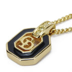 Dior Necklace Metal Gold Black Logo Rhinestone — view 2