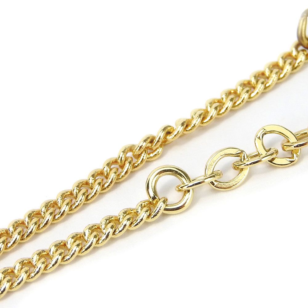 Dior Necklace Metal Gold Black Logo Rhinestone — view 6