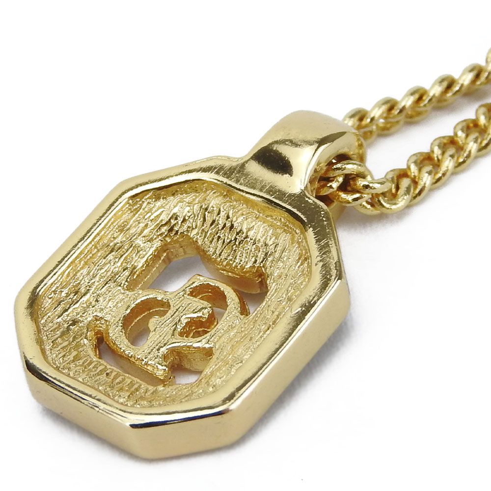Dior Necklace Metal Gold Black Logo Rhinestone — view 3