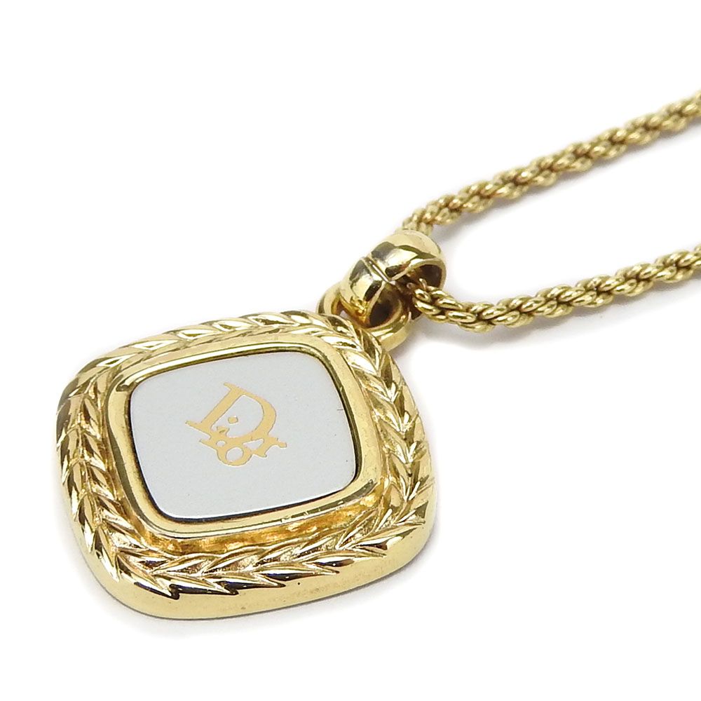 Dior Necklace Metal Gold Silver Plated Logo — view 2
