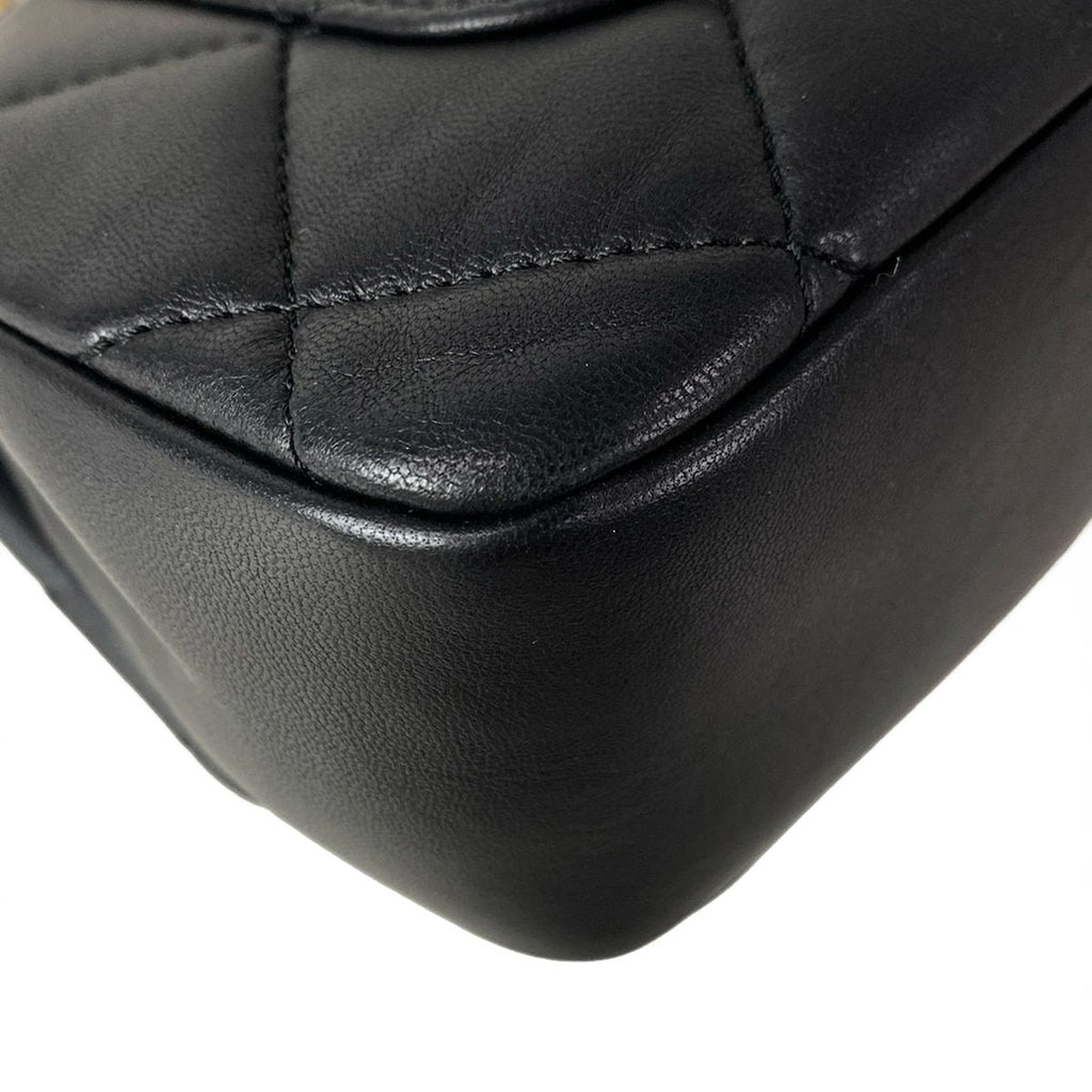Chanel Shoulder Bag Mini Quilted Black Lambskin — view 8