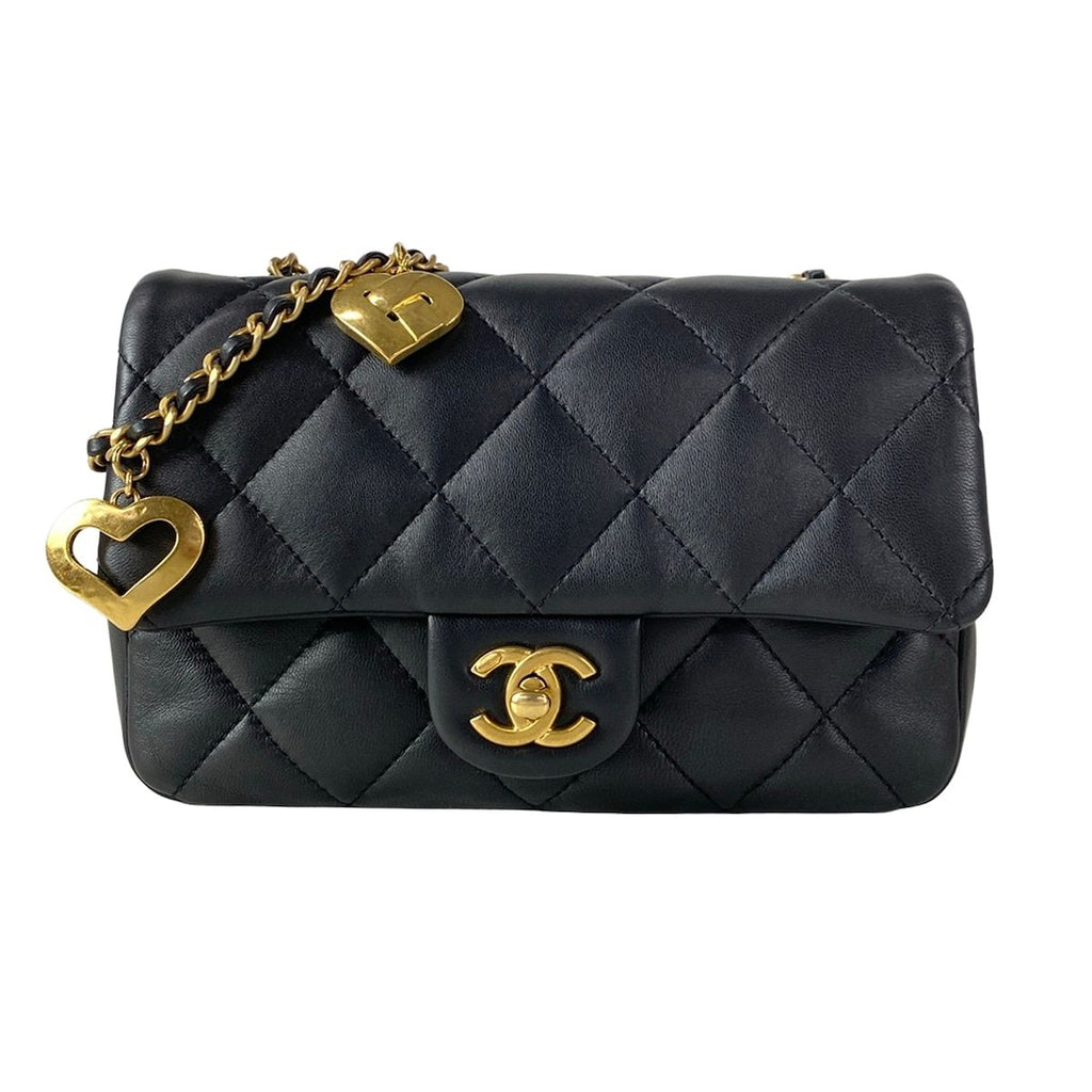 Chanel Shoulder Bag Mini Quilted Black Lambskin