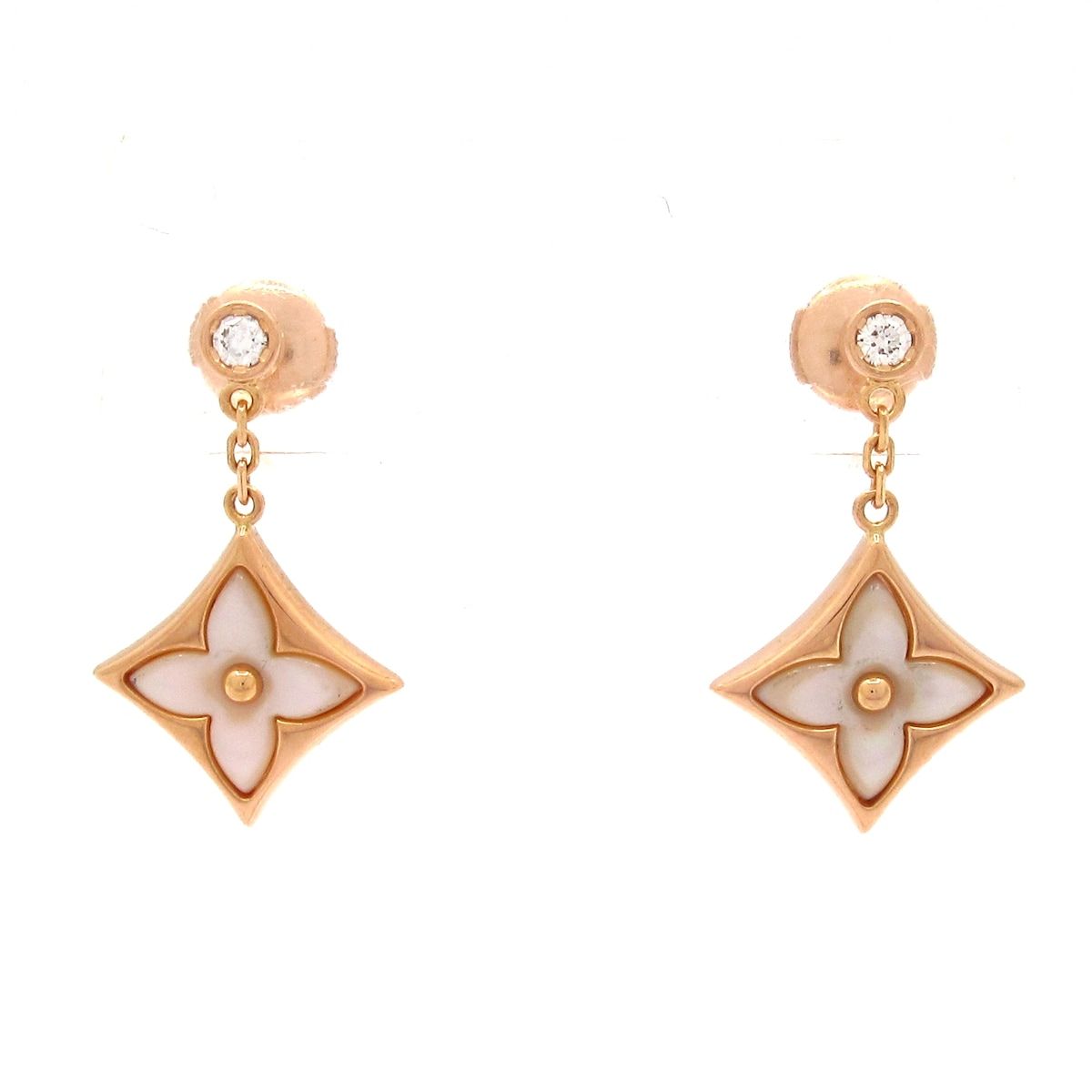 Louis Vuitton Earrings Star Blossom 18k Pink Gold White Diamond