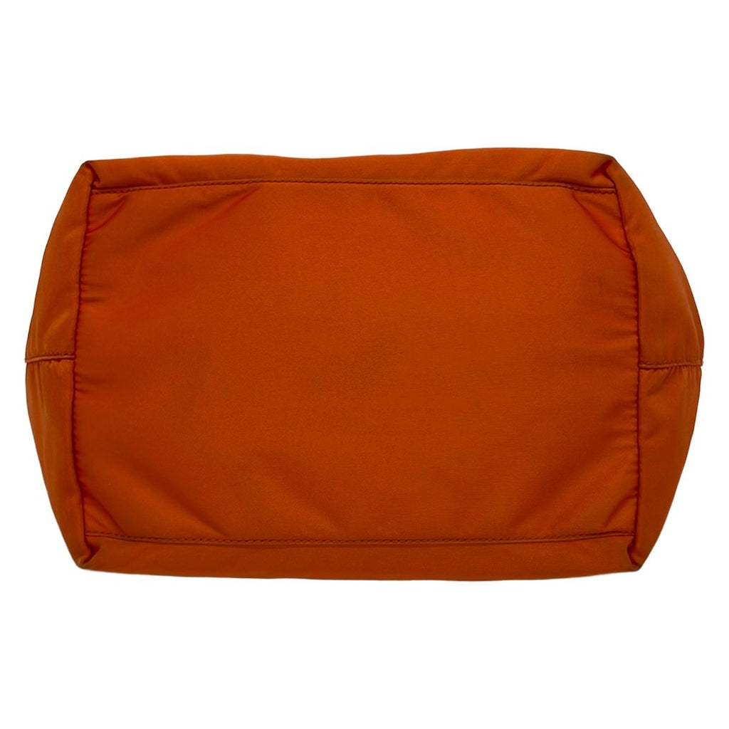 Prada Tote Bag Logo Jacquard Orange Leather — view 5