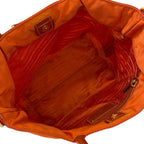 Prada Tote Bag Logo Jacquard Orange Leather — view 7