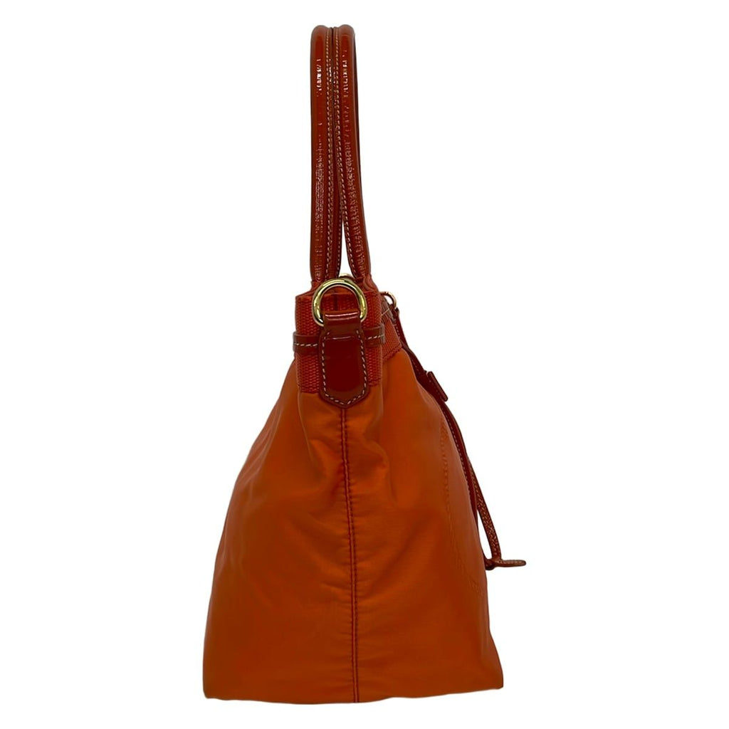 Prada Tote Bag Logo Jacquard Orange Leather — view 2