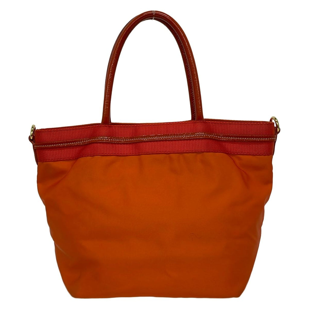 Prada Tote Bag Logo Jacquard Orange Leather — view 3