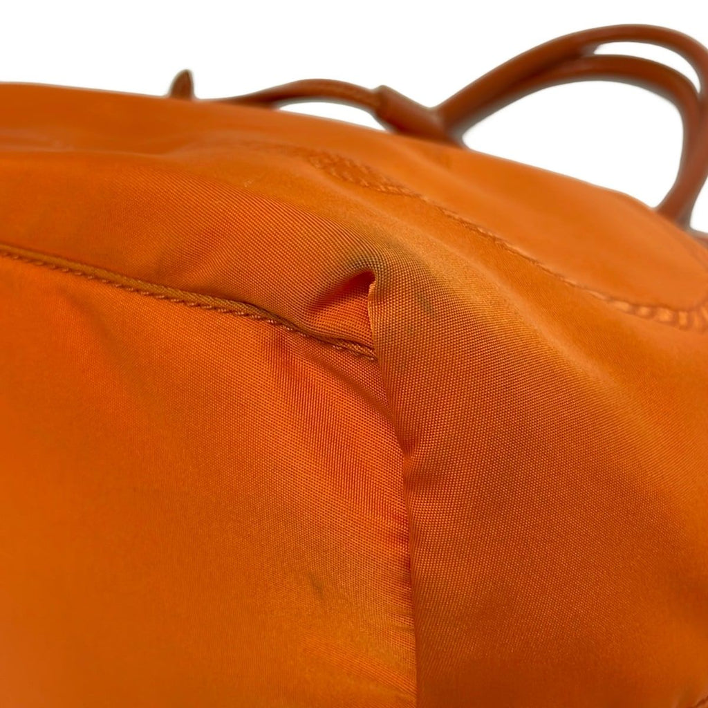 Prada Tote Bag Logo Jacquard Orange Leather — view 6