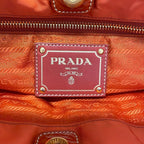 Prada Tote Bag Logo Jacquard Orange Leather — view 8