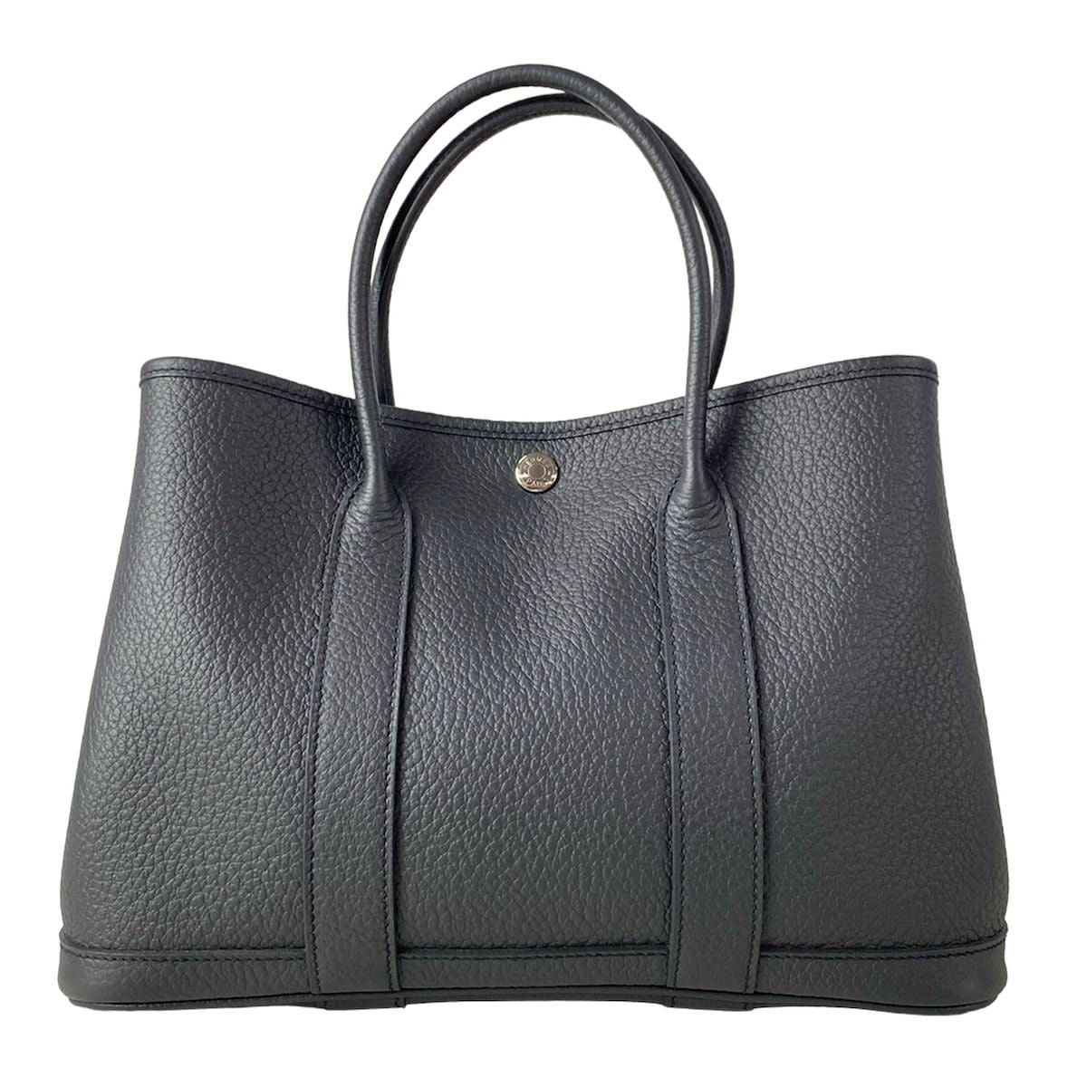 Hermes Tote Bag Garden Party TPM Black Silver
