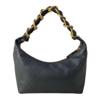 Chanel Handbag Quilted Hobo Black Gold Metal Leather — view 3