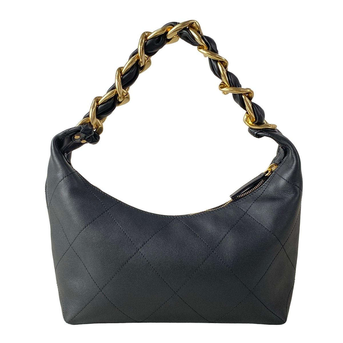 Chanel Handbag Quilted Hobo Black Gold Metal Leather — view 3