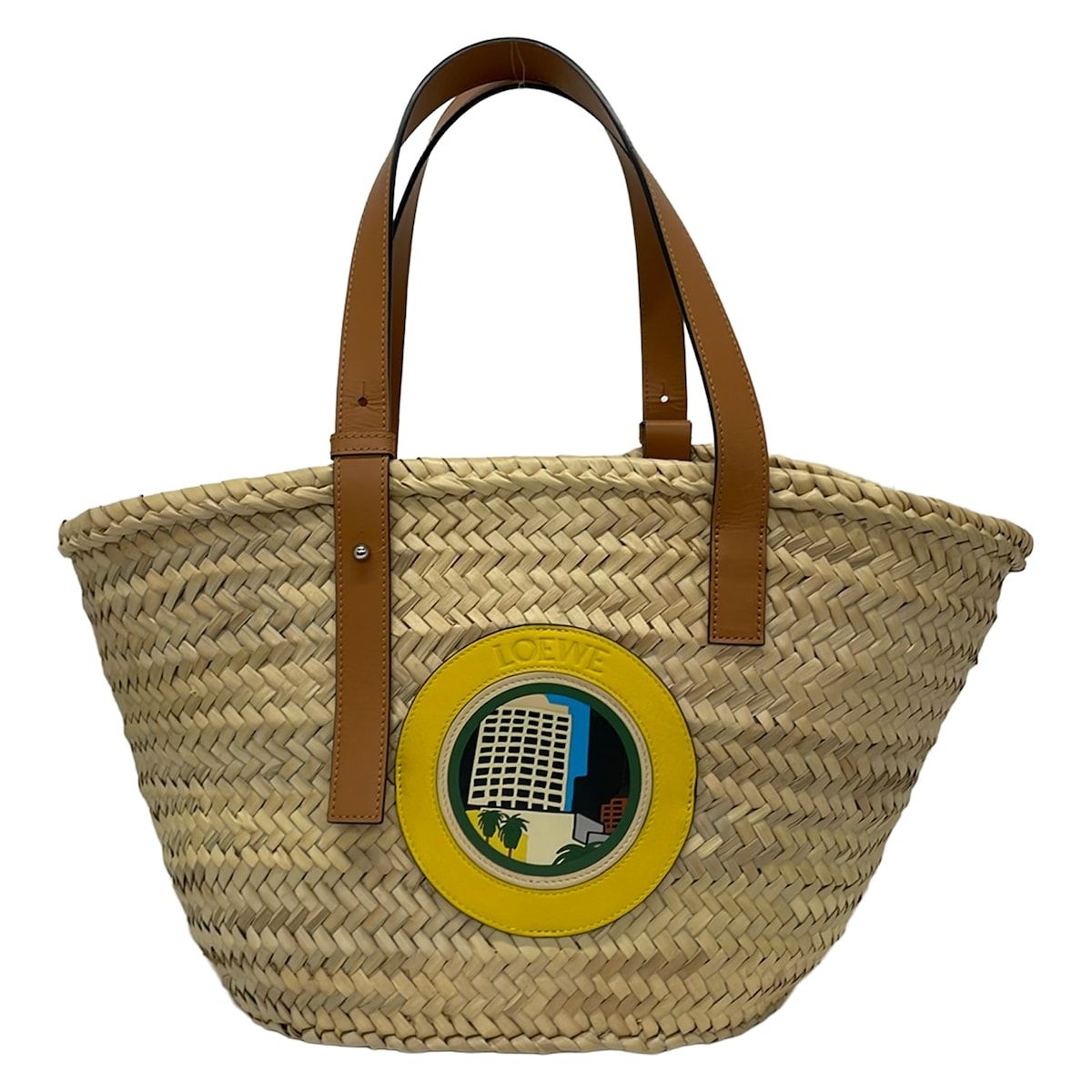 Loewe Tote Bag Basket Pink Beige Yellow Multi KEN PRICE LA Leather