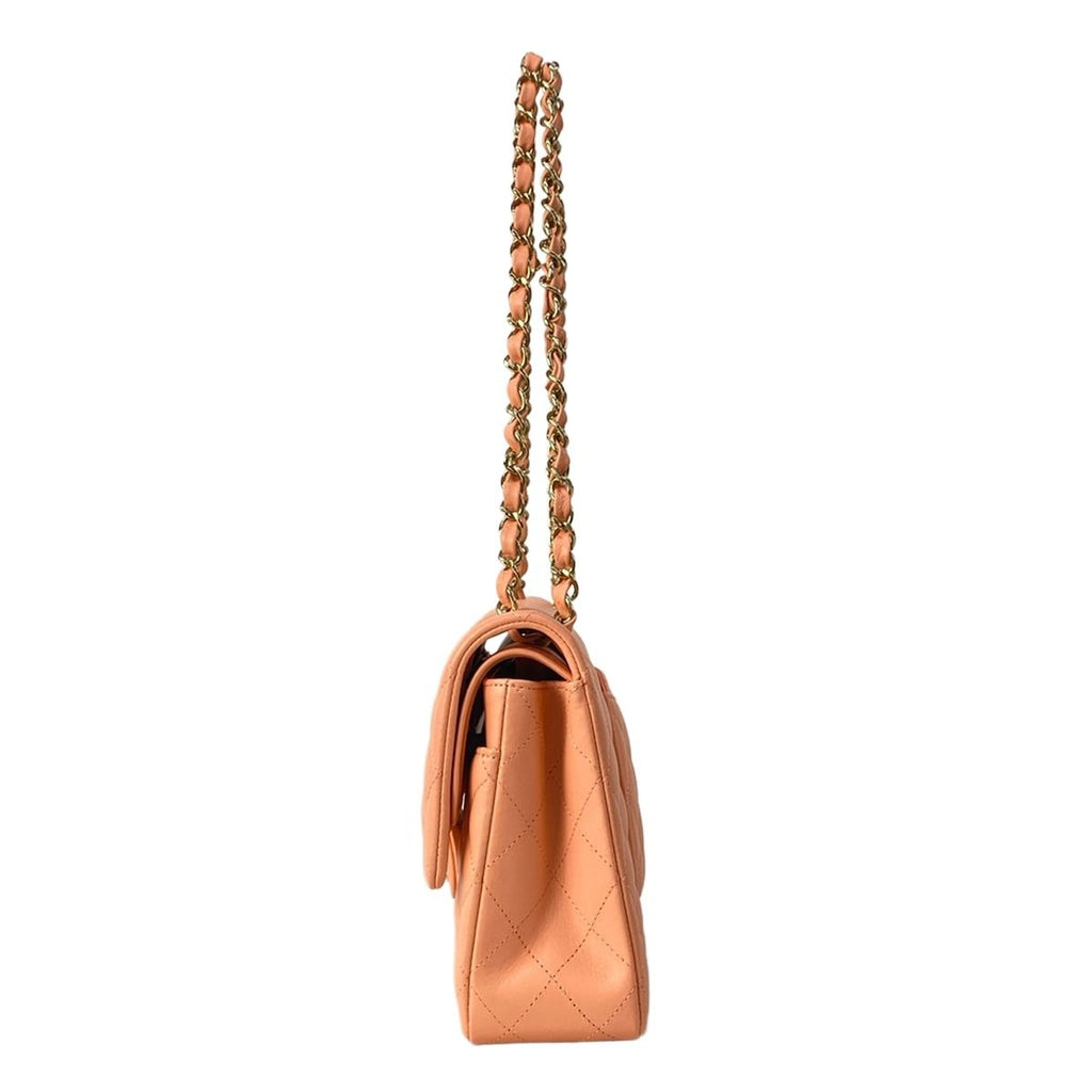 Chanel Shoulder Bag Double Flap Quilted Pink Gold Chain — view 4