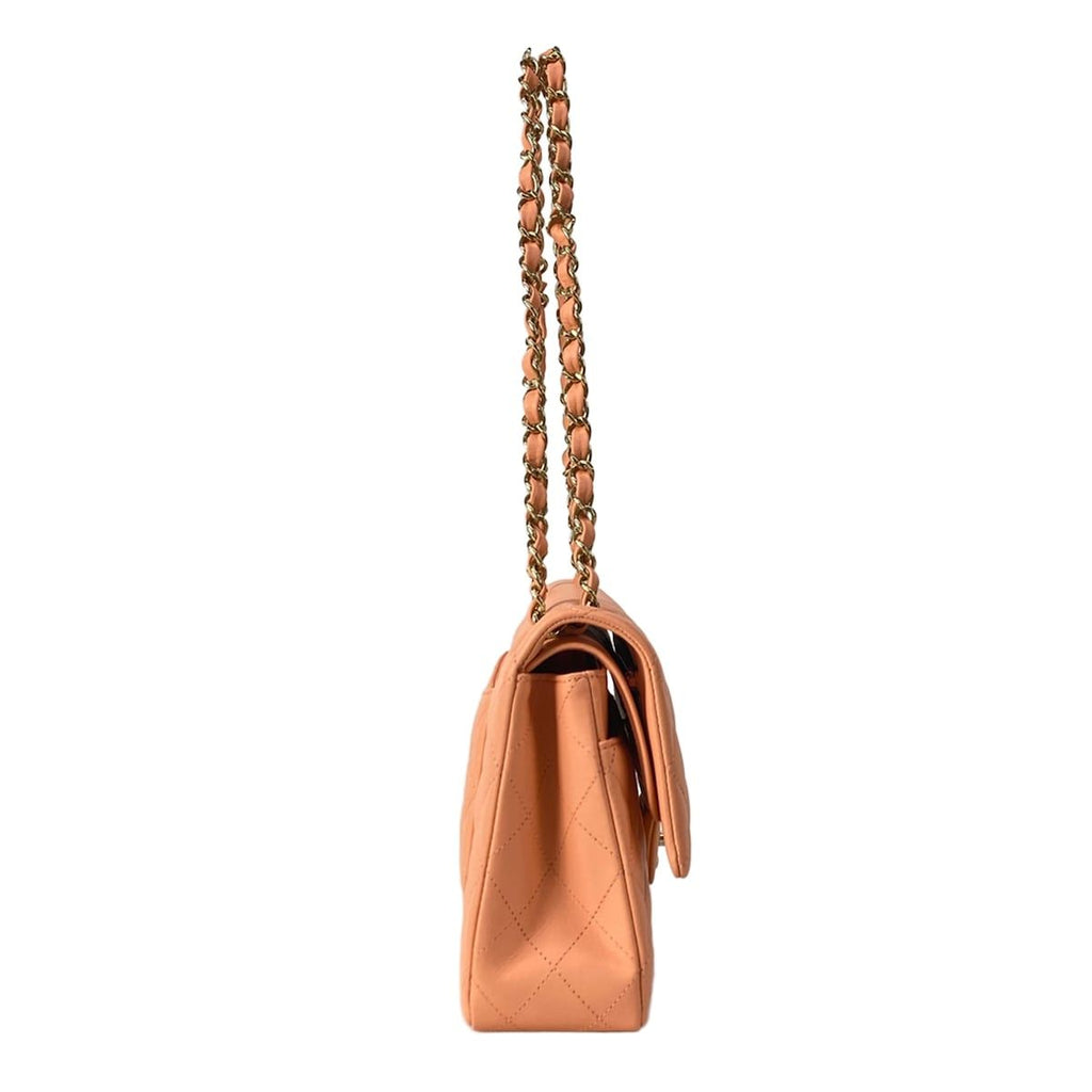 Chanel Shoulder Bag Double Flap Quilted Pink Gold Chain — view 2