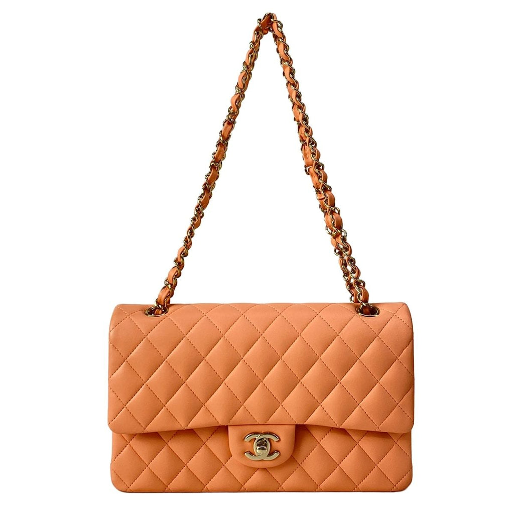 Chanel Shoulder Bag Double Flap Quilted Pink Gold Chain