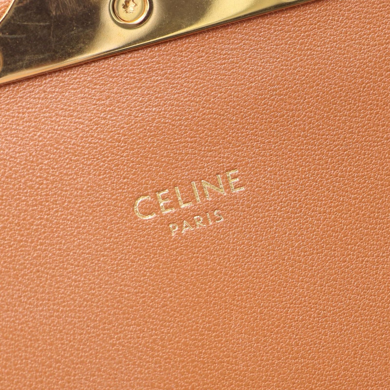 Celine Shoulder Bag Classic Triomphe Natural Brown Canvas Leather — view 4