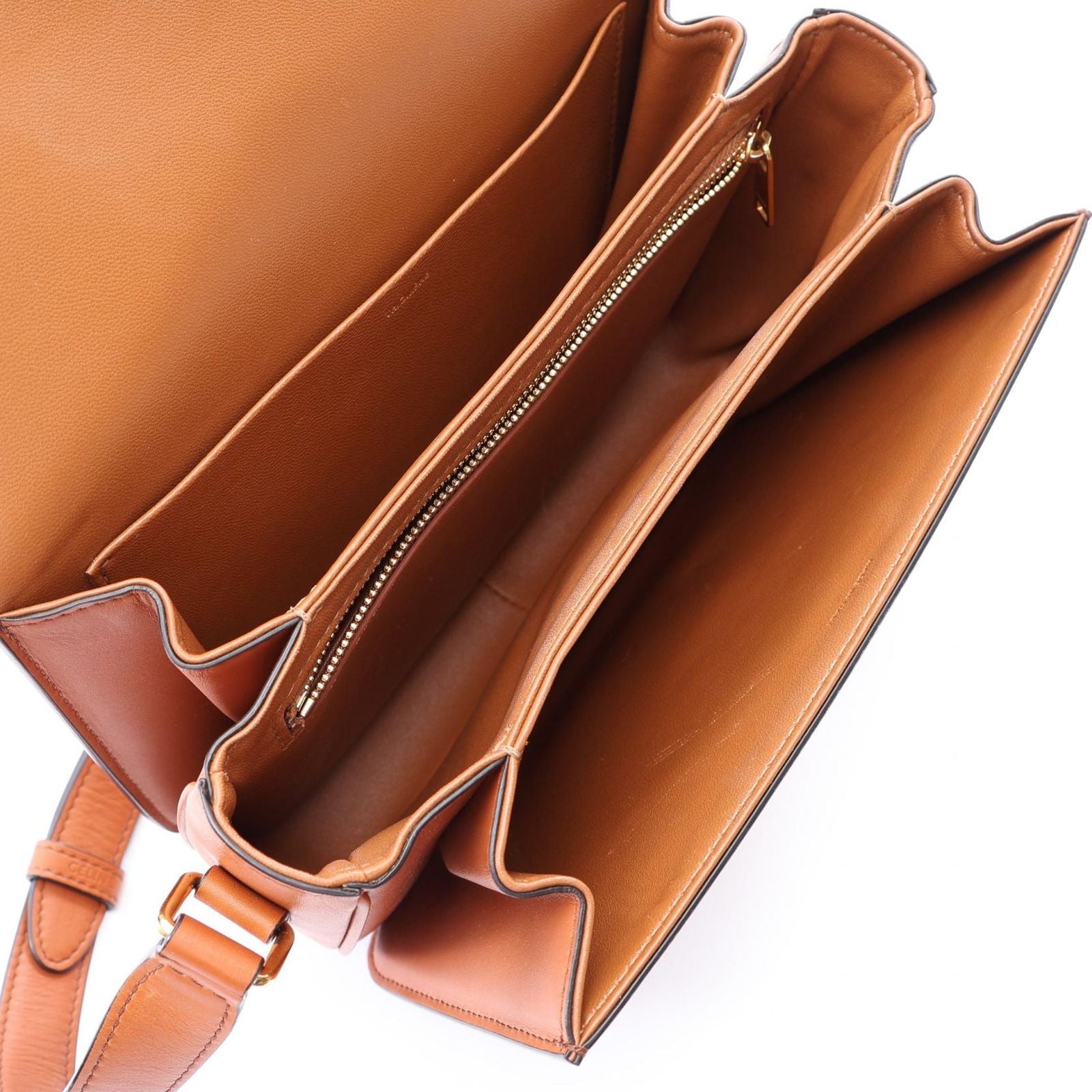 Celine Shoulder Bag Classic Triomphe Natural Brown Canvas Leather — view 3