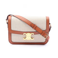 Celine Shoulder Bag Classic Triomphe Natural Brown Canvas Leather
