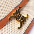 Celine Shoulder Bag Classic Triomphe Natural Brown Canvas Leather — view 7