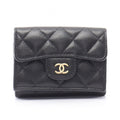 Chanel Trifold Wallet Classic Small Flap Quilted Black Caviar Leather