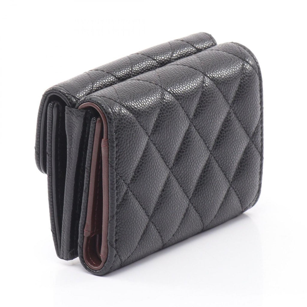 Chanel Trifold Wallet Classic Small Flap Quilted Black Caviar Leather — view 2